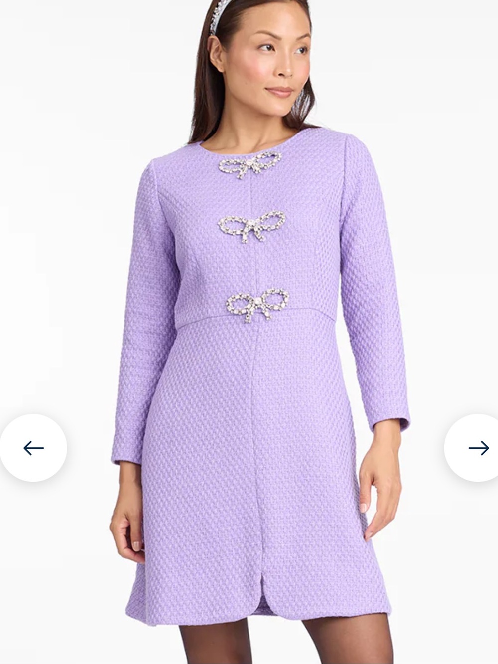 Draper James Long Sleeve Sadie Shift Dress Liliac Size 2 Jeweled Bow Preppy